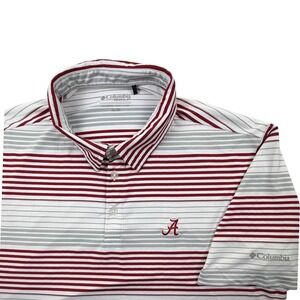 Columbia Golf Mens Alabama Crimson Tide Polo Shirt XL Crimson White Striped